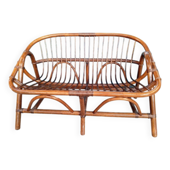 80s rattan bench