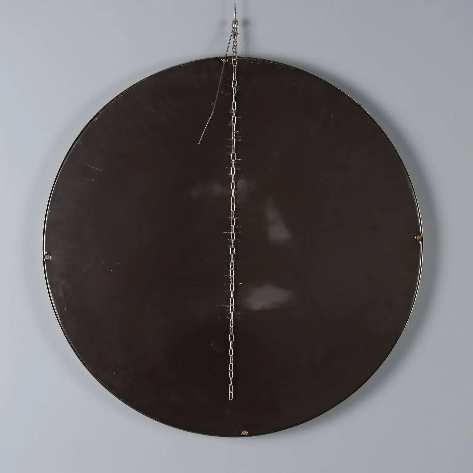Miroir rond vintage en aluminium anodisé, design Italie, années 1960