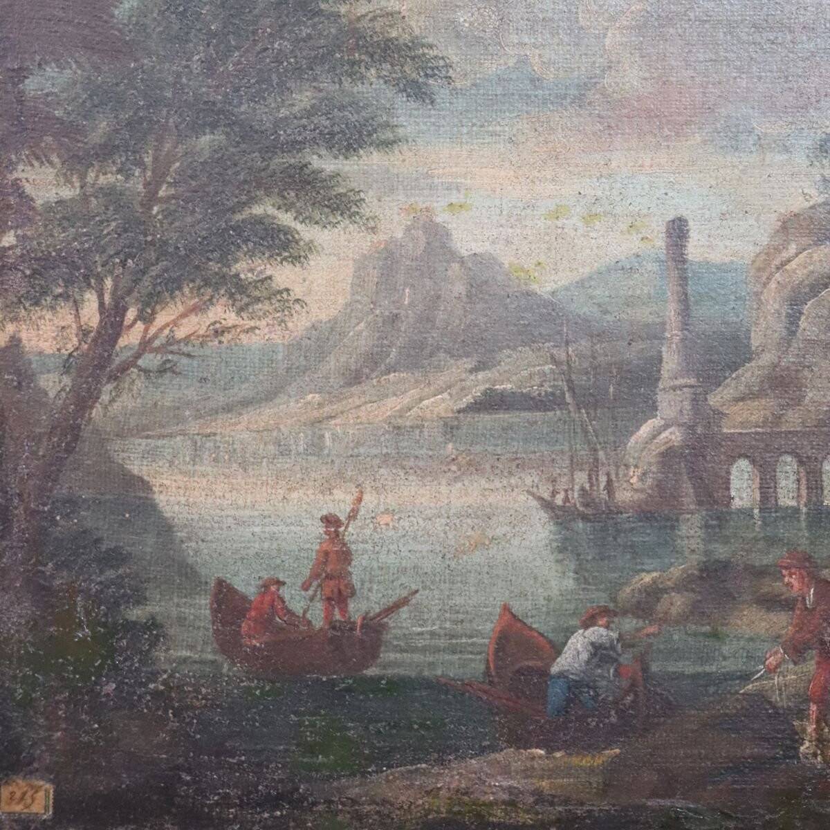 Coastal Landscape, Oil On Canvas, Italy, 18th Century