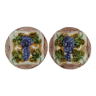 Set of 2 plates in slurry with grape pattern