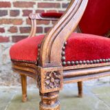 Paire De Fauteuils Médaillon De Style Louis XVI XIX Eme Siècle