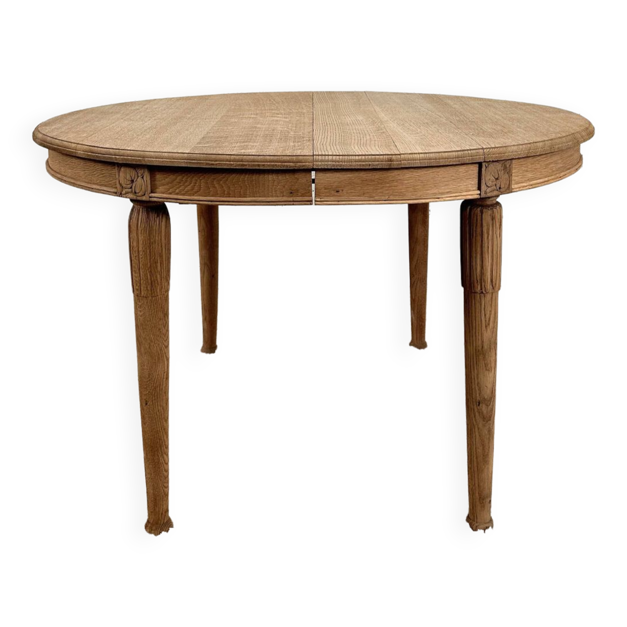 Old oval raw wood table