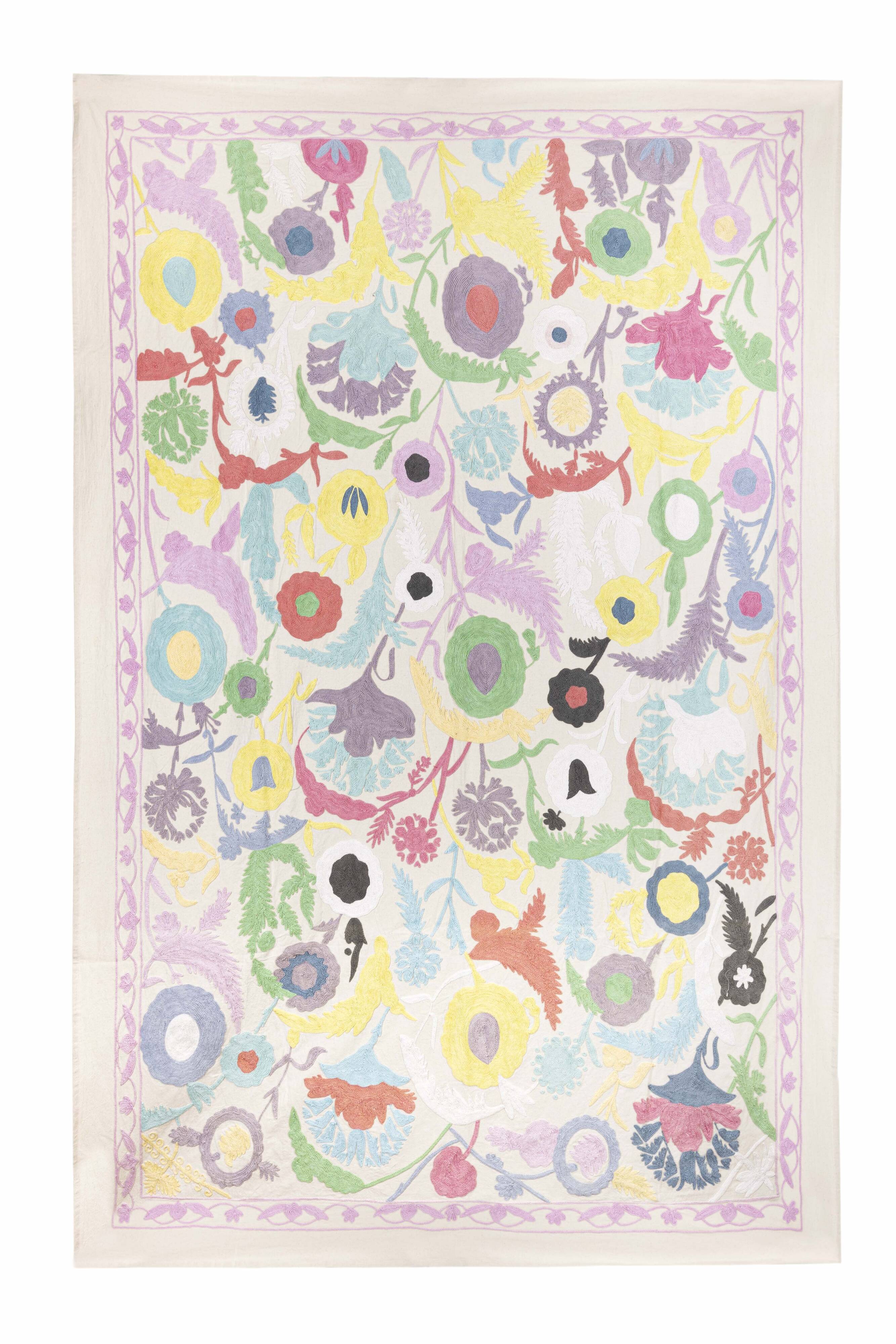 Textile suzani hand embroidered 220 x 150 cm