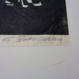 Gerhart Bettermann, 2 Cats, 1980s, Woodcut