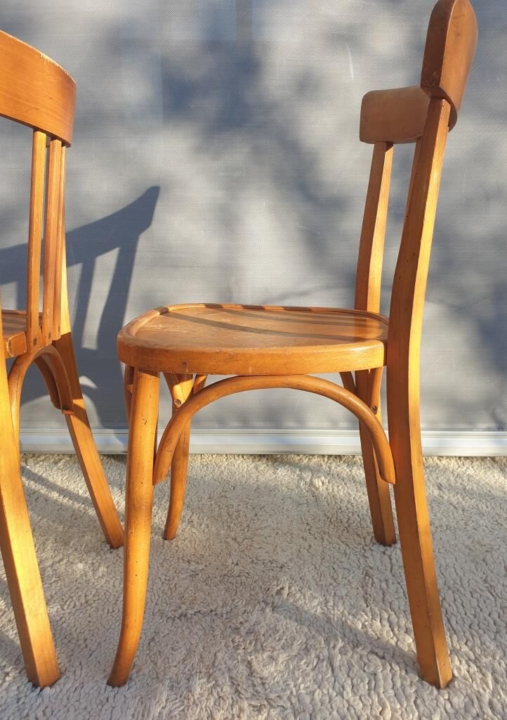 Paire chaises bistrot 1950 Mahieu Made in France