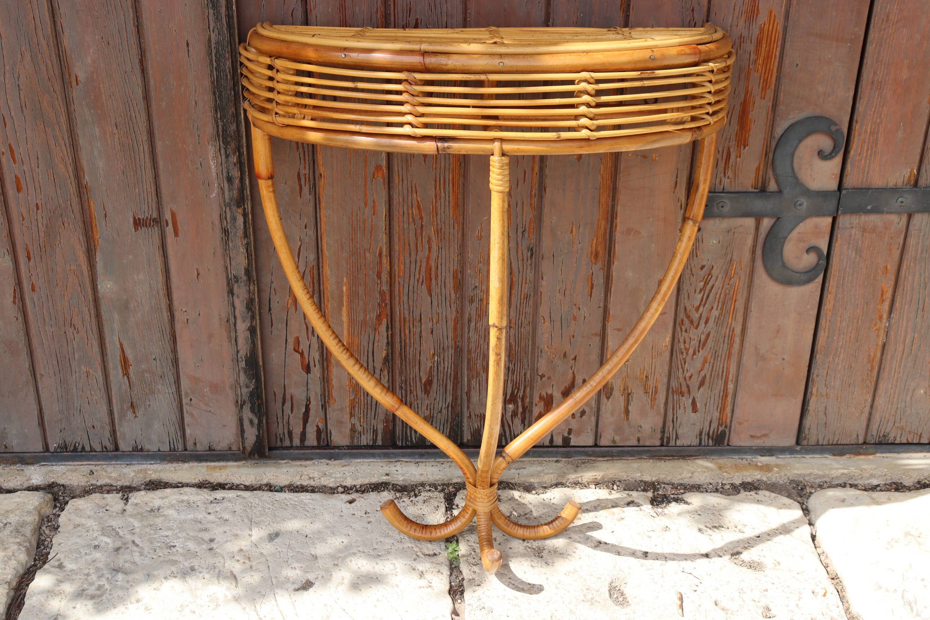 Rattan wall console Italy 1970