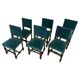 Set of 6 blue velvet chairs in Louis XIII 19th century style