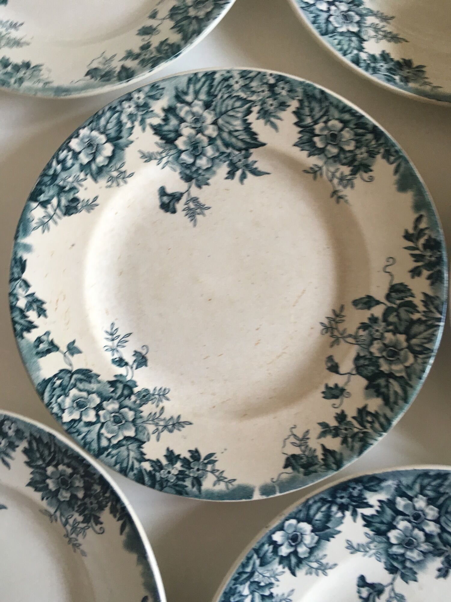 Set de 8 assiettes en faïence terre de fer Marie-Louise 1920s