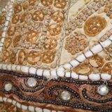 Wall hanging decoration in fabrics, embroidery and pearls
