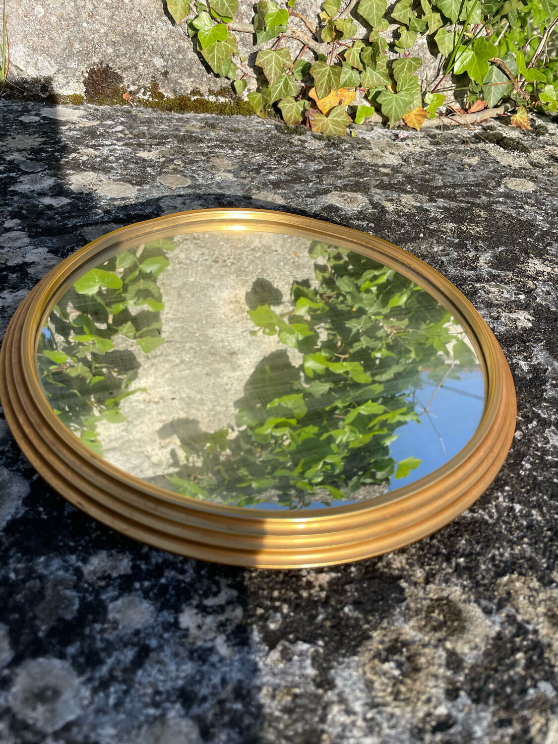 Vintage gold mirror round top