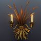 Gilt metal wheat sheaf two-light wall sconce