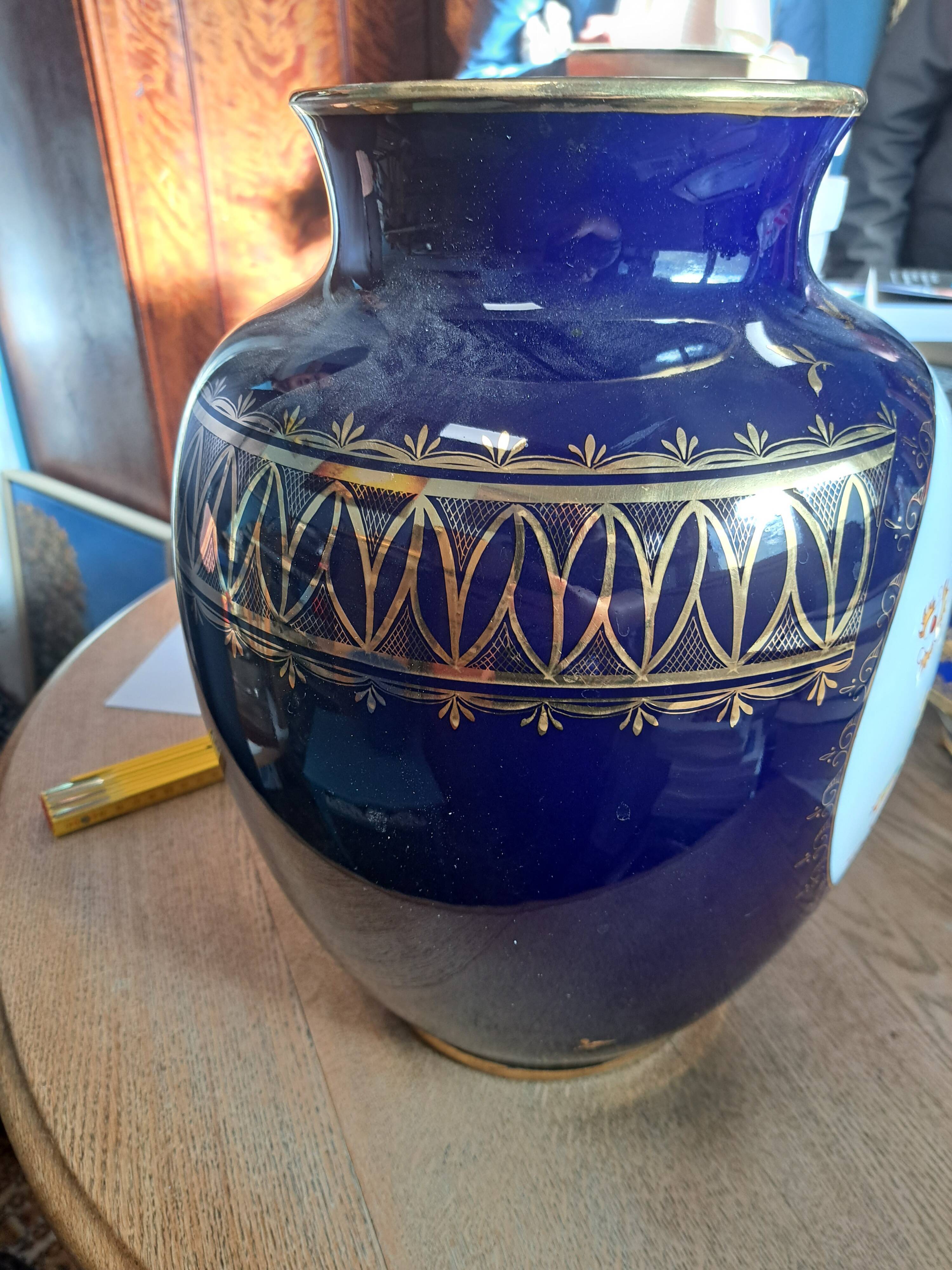 Floor vase Thürigen saxony porcelain probably around 1970 cobalt blue