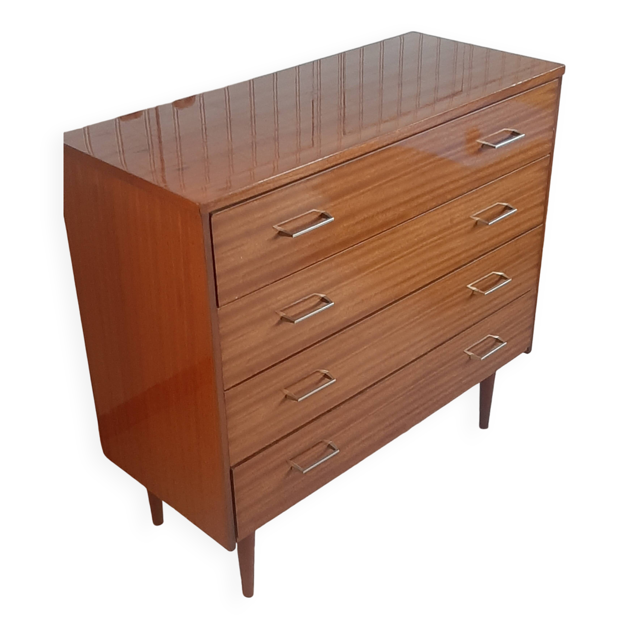 Commode en bois vernis, années 80