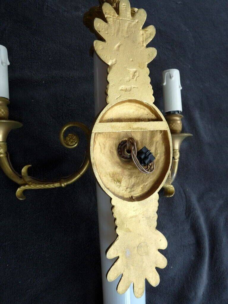 2 gilt bronze empire restoration porcelain wall lights sconces