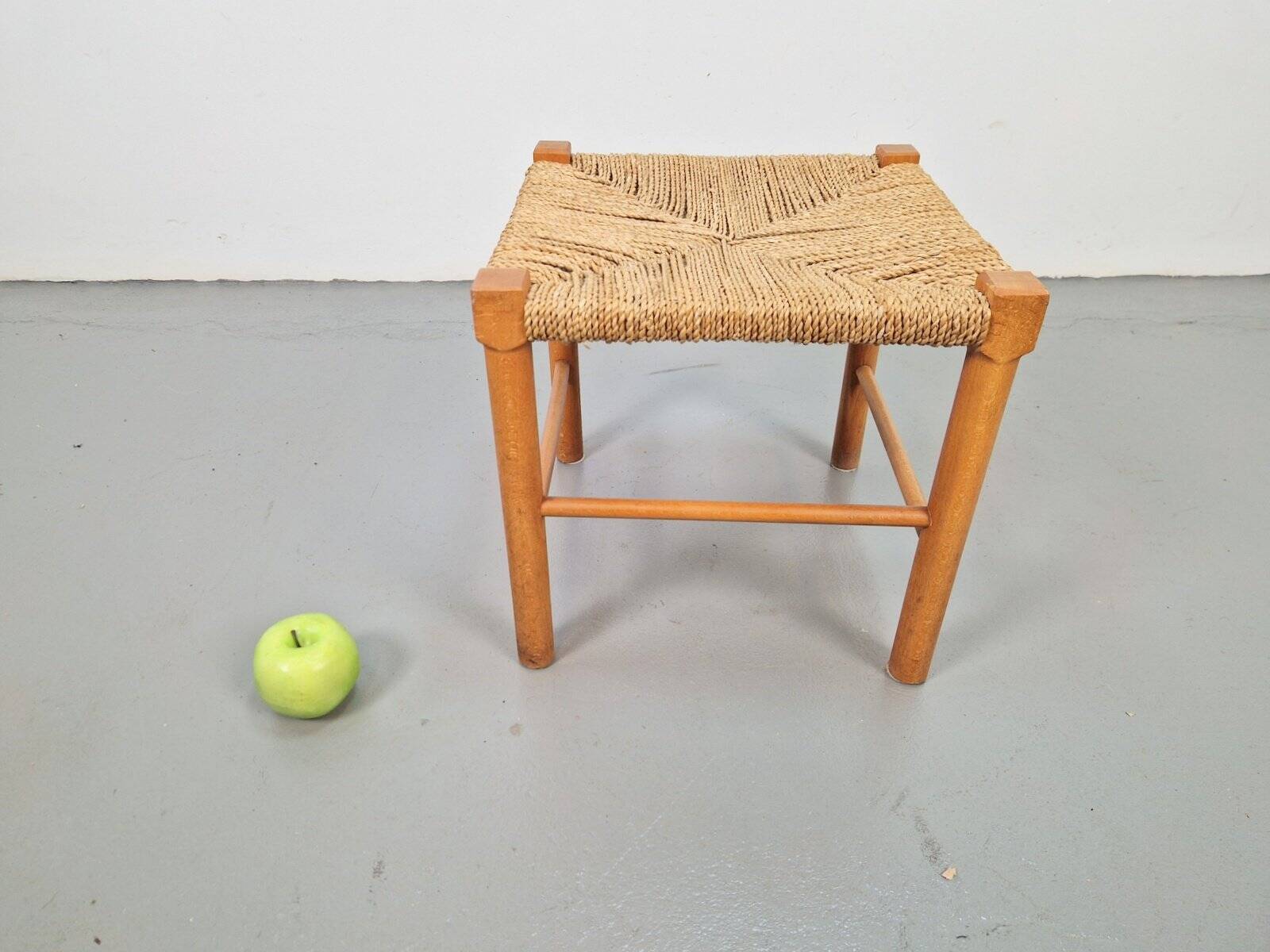 Vintage Danish Rope Stool in Beech, 1960s