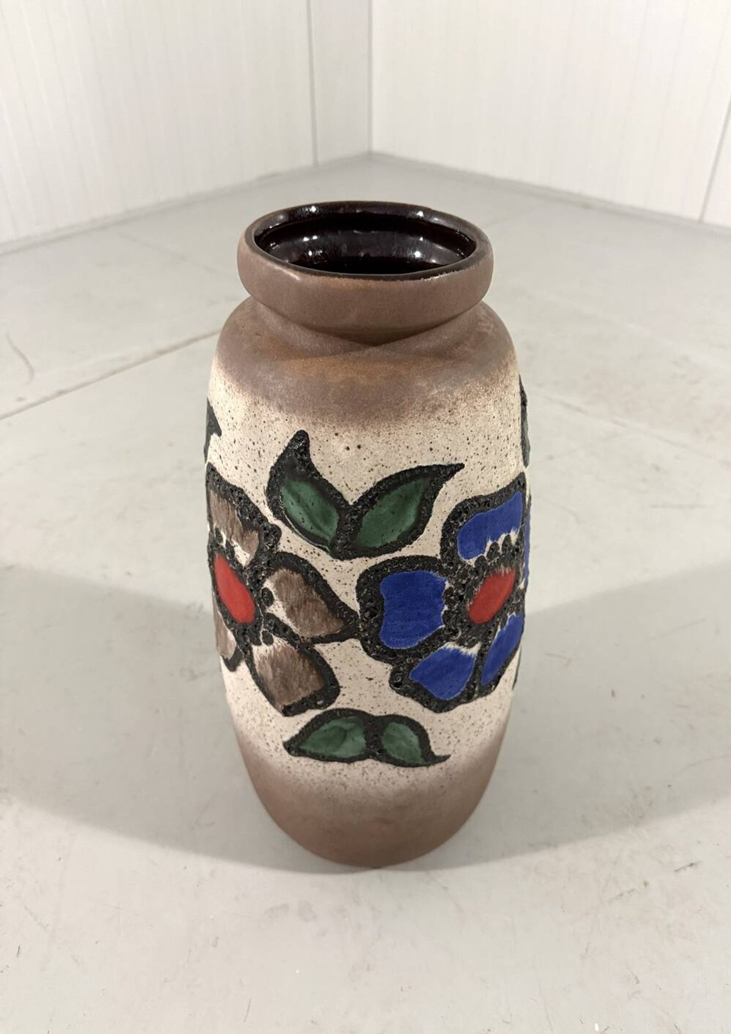 Vase à fleurs en poterie d'Allemagne de l'Ouest, vase de sol, années 1960