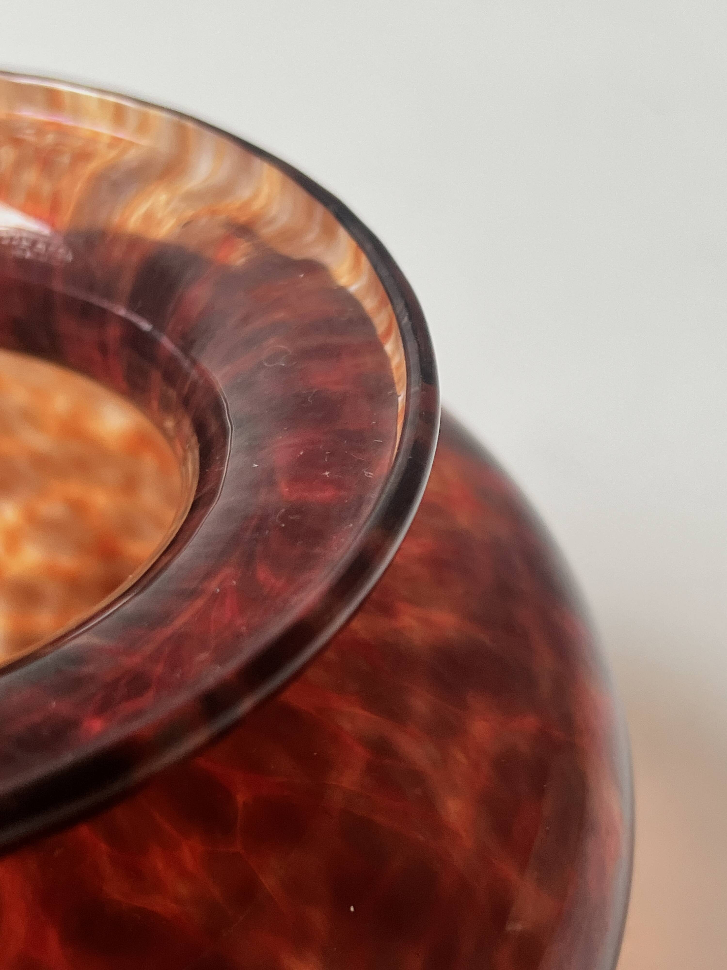 Amber smoked glass vase known as tortoiseshell, 1970s design.
