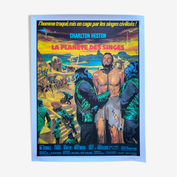 Affiche cinéma originale "La Planète des Singes" Charlton Heston 60x80cm 1968