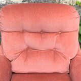 Pair of pink velvet toad armchairs, 1970s
