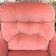 Pair of pink tufted velvet frog chairs from the 1970s.