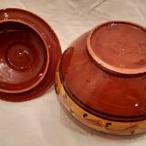 Old glazed terracotta lid jar, 25cm diameter, TBE