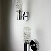 Pair of Targetti Sankey sconces, Murano faceted glass, Italy, 1970
