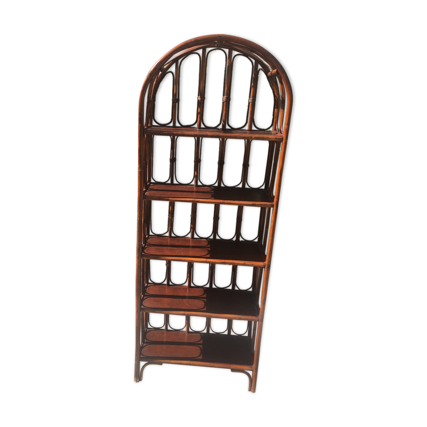 Vintage rattan and bamboo shelf