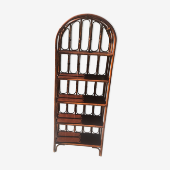 Vintage rattan and bamboo shelf