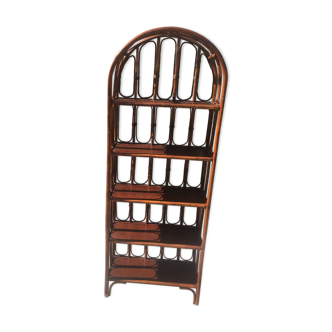 Vintage rattan and bamboo shelf