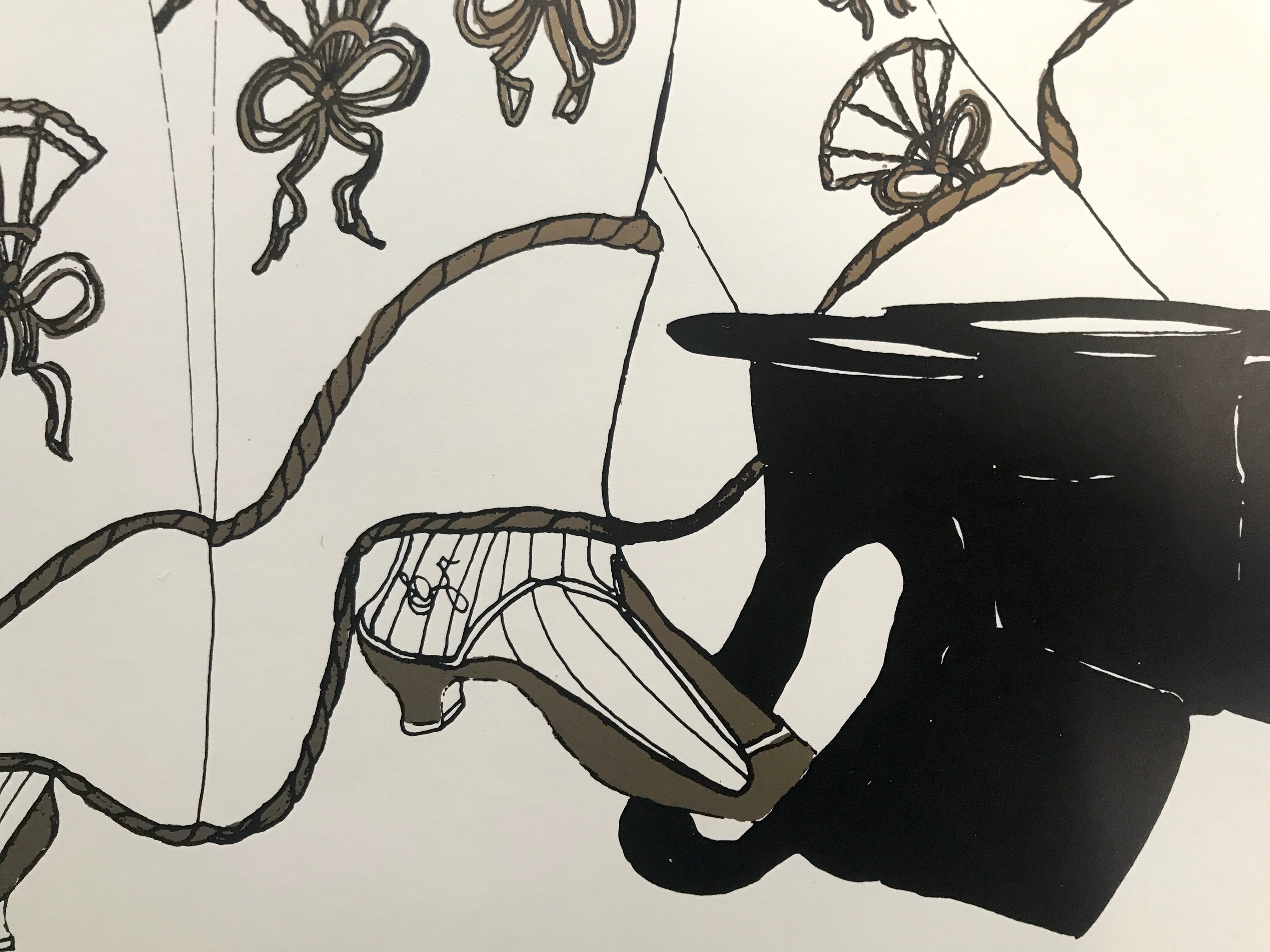 Original silkscreen print in black and gold by melinda patton, james mayor gallery, 1984 marcel proust