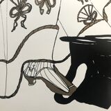 Original silkscreen print in black and gold by melinda patton, james mayor gallery, 1984 marcel proust