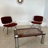 Old coffee table ceramic tile metal leg design from the 70s vintage