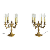 Pair of gilt bronze table lamps from the mid-20th century