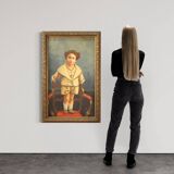 Peinture italienne portrait d'enfant signée et datée