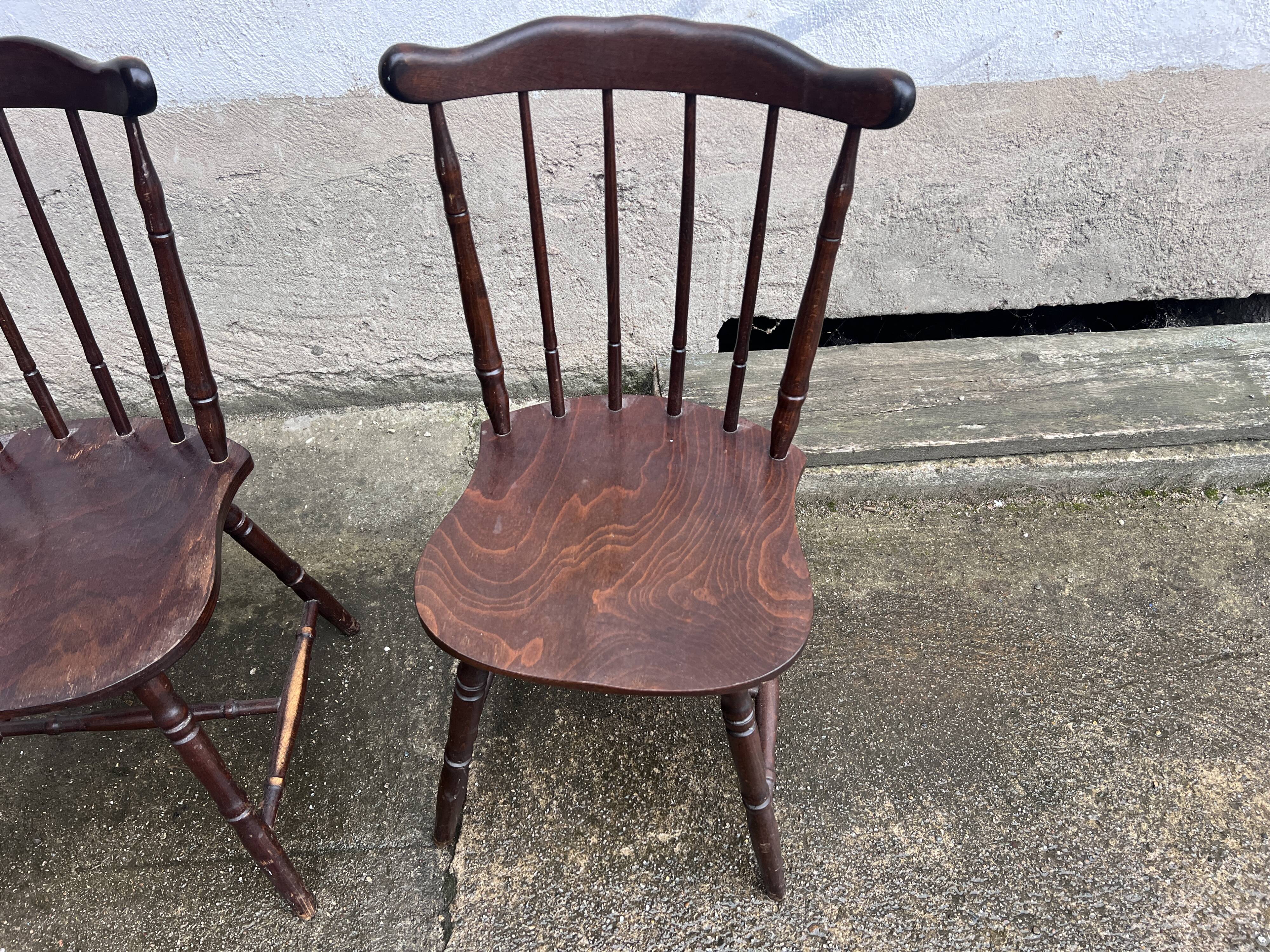 3 bistro chairs style "menuet" baumann 1970s in vintage antique wood beech legrand design