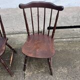 3 chaises bistrot style “menuet” Baumann années 1970 en hêtre bois ancien vintage legrand design
