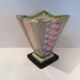 Hand painted art deco vase by Myott and son with flower holder in the centre