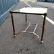 Old coffee table side metal gilded top glass style Louis XVl