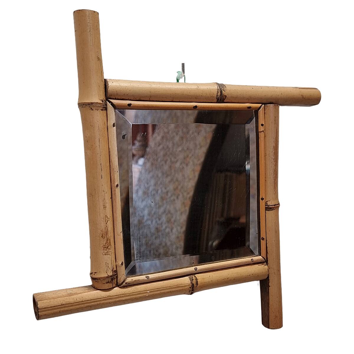 Antique French Bamboo Mirror, late 1800s