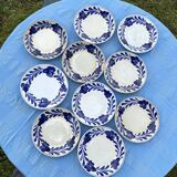 Assiettes à dessert  anciennes Luneville fleurs bleu cobalt