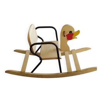 Magnificent and rare vintage rocking duck from the 1950s.