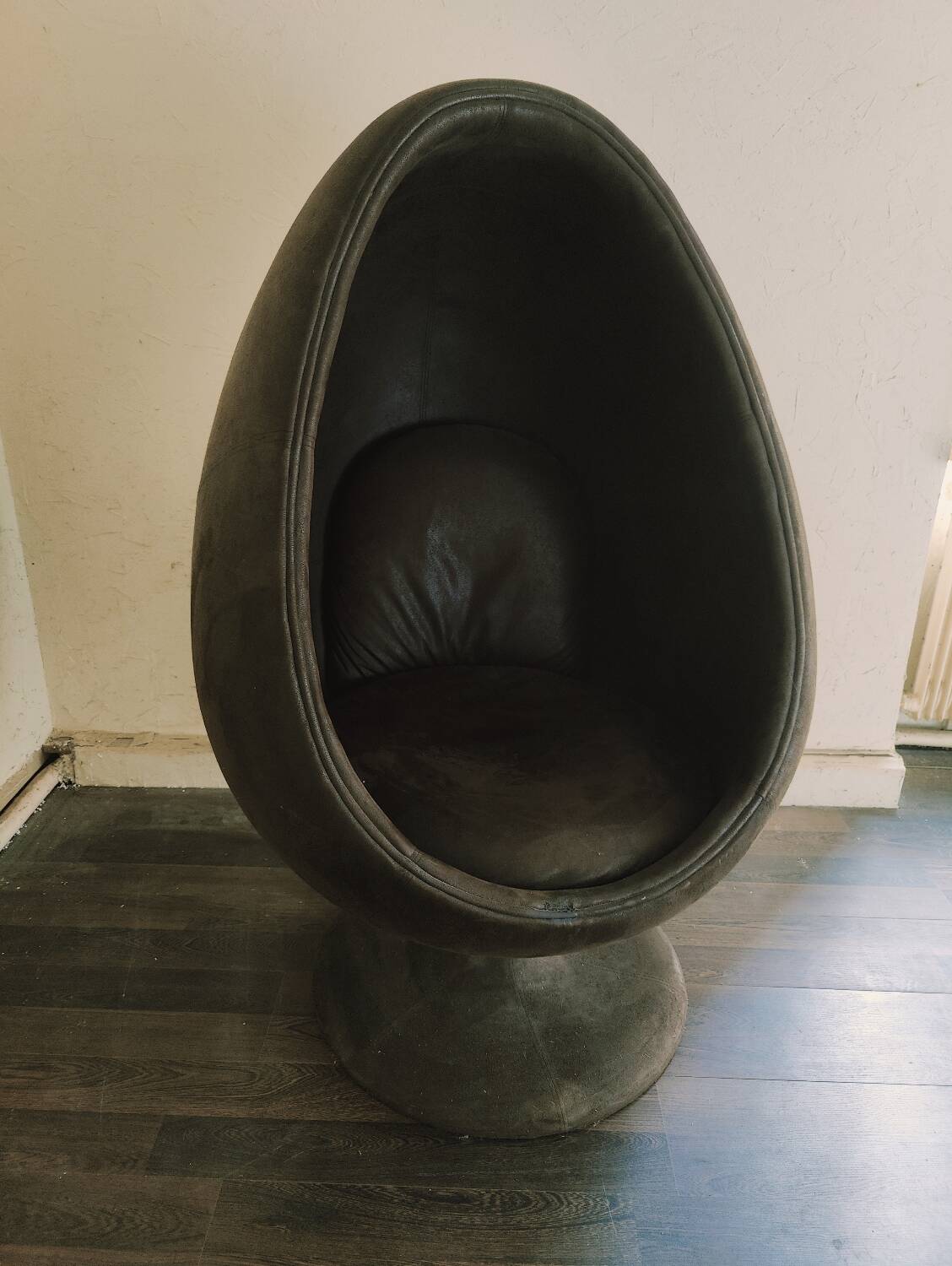 Brown fabric egg chair