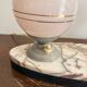 Antique Art Deco table lamp in marble and pink glass featuring a deer.