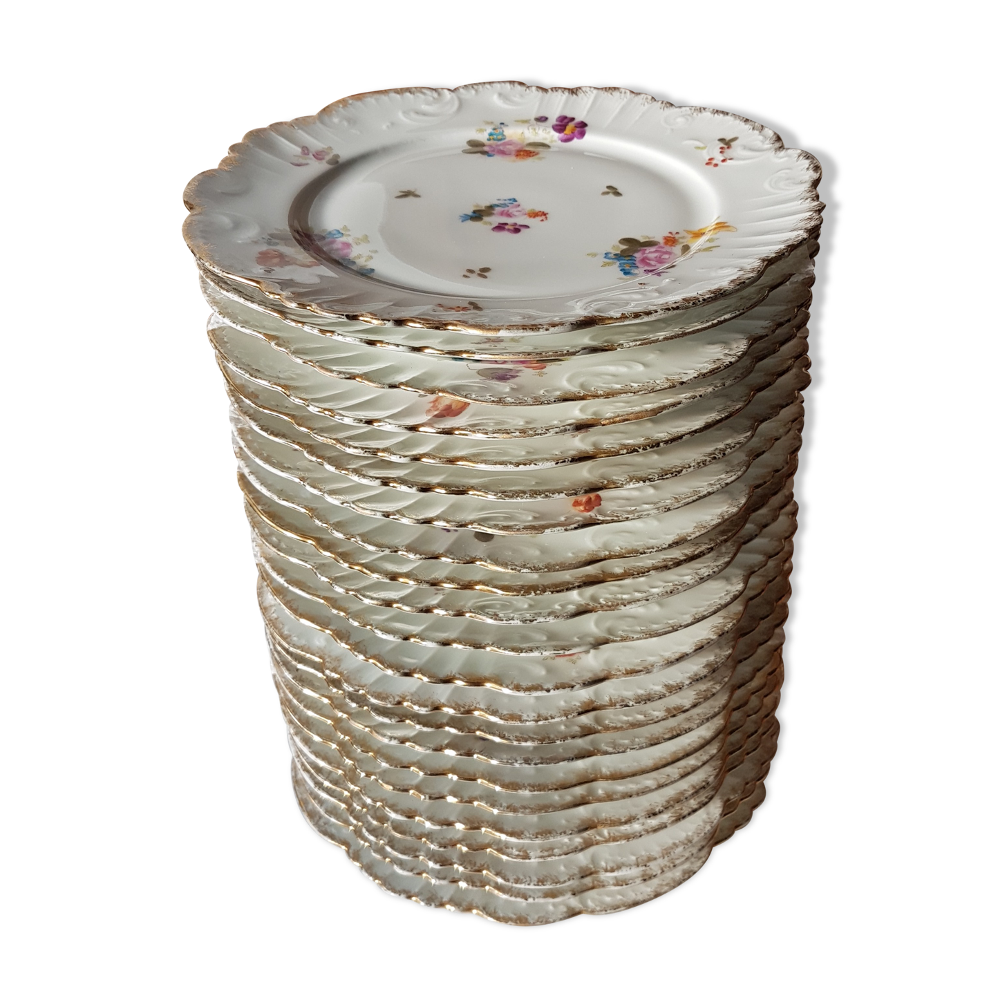 22 plates of antique porcelain Limoge tables