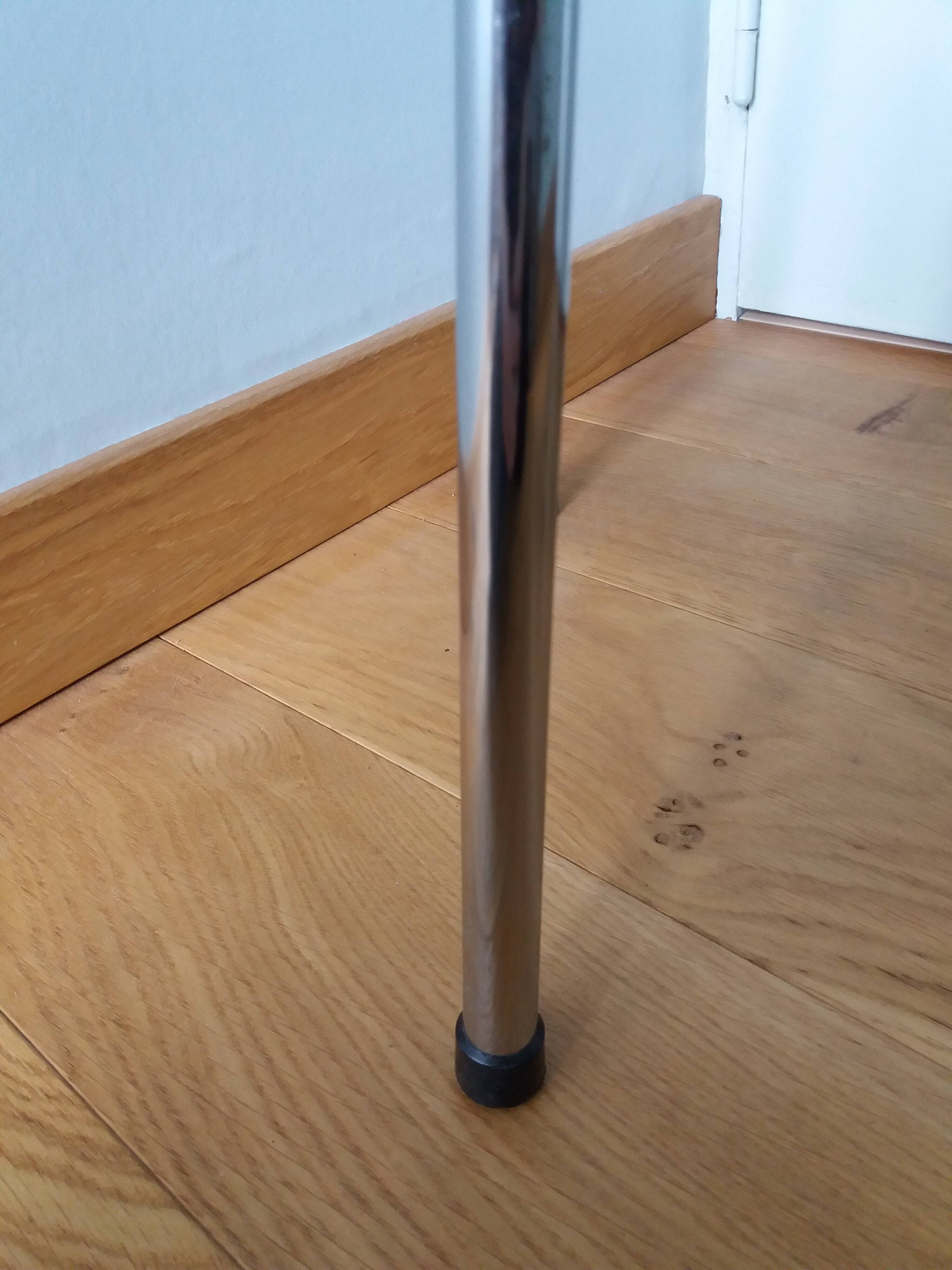Chrome metal and orange formica stool