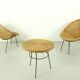 1950s Italian Rattan Basket Chairs & Matching Bistro Table Set