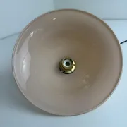 PAIR OF VINTAGE PINK OPALINE CONICAL SUSPENSIONS