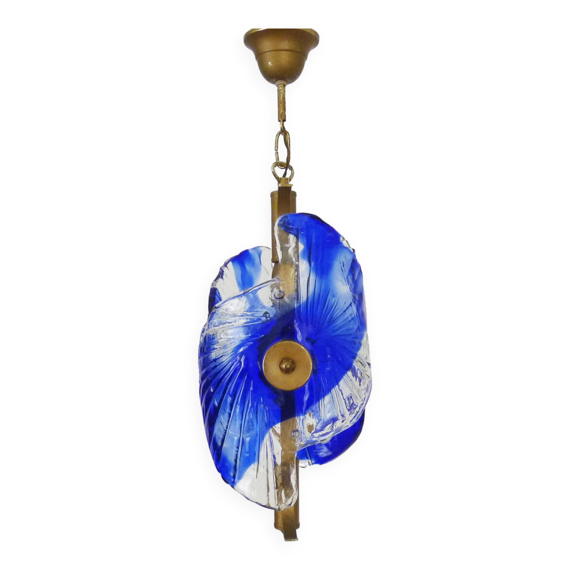 Murano blue glass chandelier suspension. 80 years