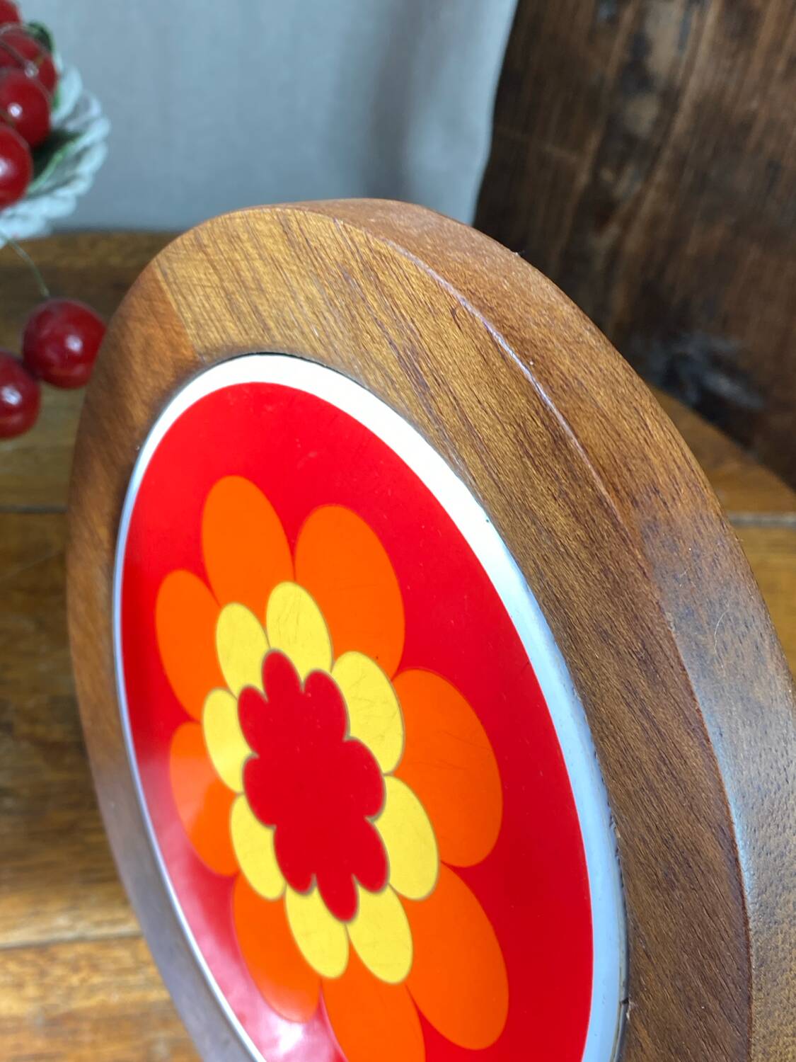 Plateau, wooden and ceramic chopping board, 1970s