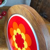 Plateau, wooden and ceramic chopping board, 1970s